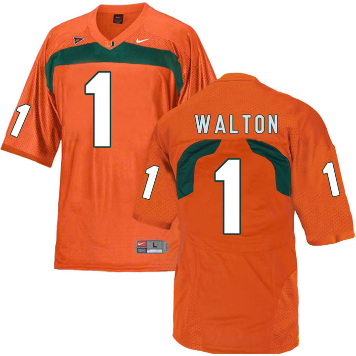 Miami Hurricanes #1 Mark Walton Orange College Football Jersey DingZhi
